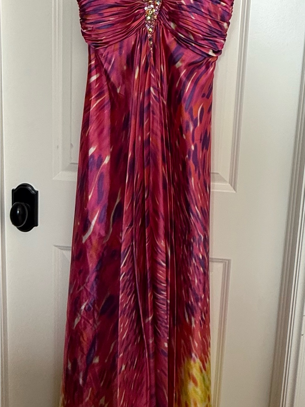 La Femme Strapless Multi-Tone Pink & Purple Evening Gown
